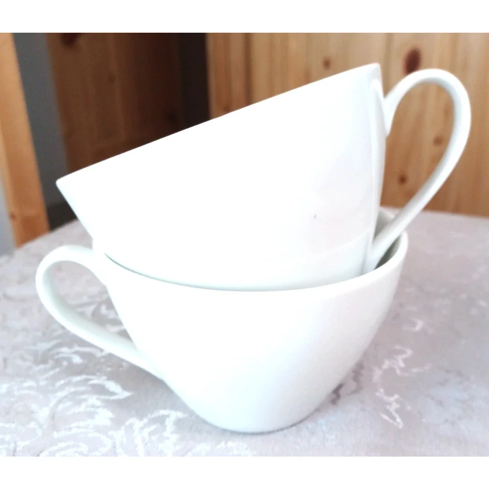 Crate & Barrel 2 Large 14 oz White Porcelain 3